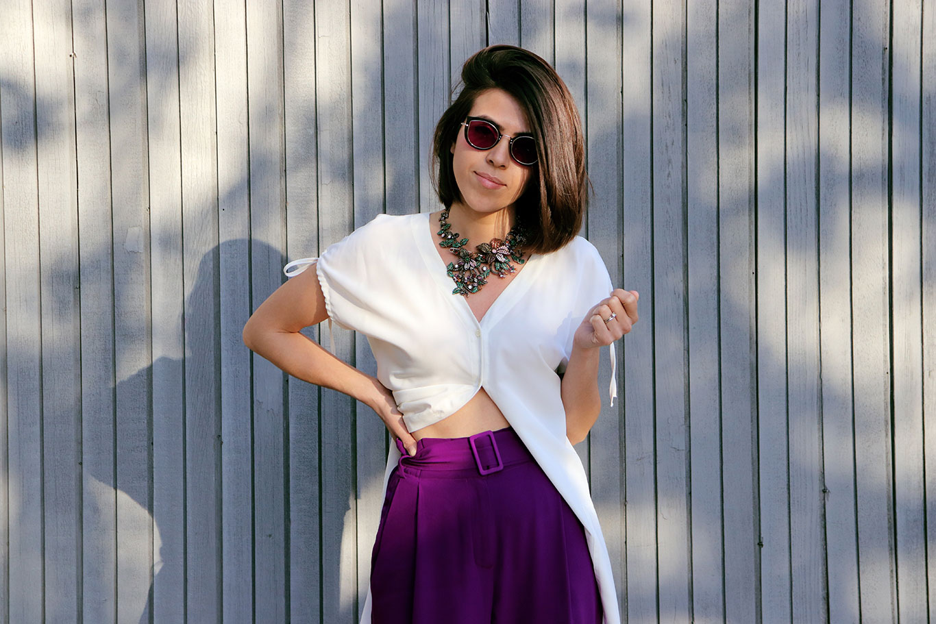 Say My Way feather crop top in Purple - Lisa Maree